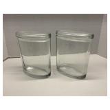 Pair Clear Glass Storage/Apothecary Jars Oval Base