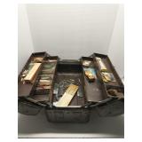 Vintage metal catilever tacklebox with lures