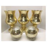 Group of gold glass vases