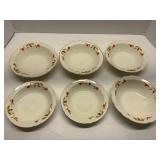 6- Vtg Hll China Jewel Tea Autumn Leaf Bowls