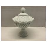 Fenton White Milk Glass Hobnail Pedestal Candy