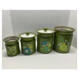 Set of 4 1970's Kromex Green Avocado Flower