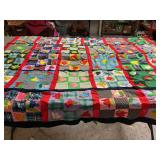 Handmade Applique Tulip Blocks Patchwork Quilt Top