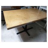 Wood table with metal base