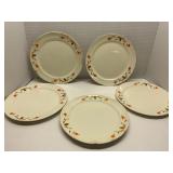 Set of 5 Vtg Hall China Jewel Tea Autumn Leaf 9'