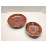 (2) Japanese Porcelain Metalware Encased Bowls