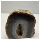Polished Brown & Gray Agate Geode Hollow Crystal