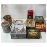Various cookie and cracker tins.