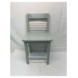Light blue/ White small wood chair seat 17in