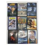 Assortment of DVDs.