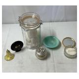Lot of Glass Decor, Perfume, Powder Box