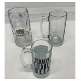 Glass beer steins.