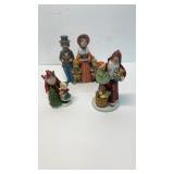 Porcelain Christmas figurines.