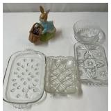 Assorted glass candy dishes with ceramic Peter