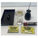 Tool tray, buffing pads, alien tape, tire sealer,