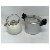 Vintage tea pot and pressure cooker