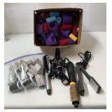 Assortment of hair care items.