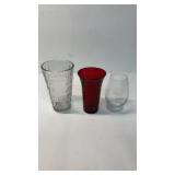 3 vintage glass vases.