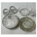 Assorted glass items.