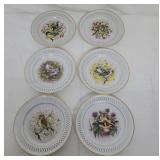 6 bird deco plates made in DENMARK, COPENHAGEN