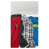 Men's hoodie, dress shirt and a blue shirt sleeve