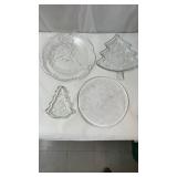 4 glass Xmas cookie dishes