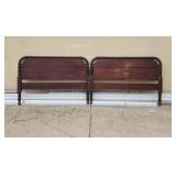 Vintage full size wood head and foot board