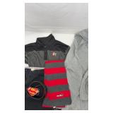 Men's clothing and a belt, and scarf. Mixed