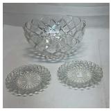Large Crystal bowl 9.75' across 2 small desert