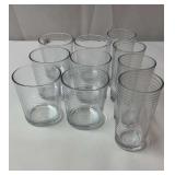 Set of 10 glass cups in 2 sizes