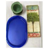 2 platters and candy dish