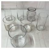 Assorted glass vases.