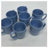 7 blue porcelain coffee cups