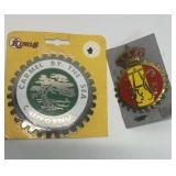 Car club badges.