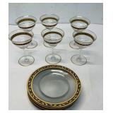 14 piece matching desert plates and champagne