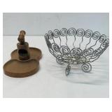 vintage silver-colored metal wire fruit basket