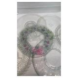 5 large glass party platter plates and 1