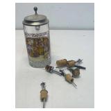 chrome-plated tapered liquor pourers, vintage
