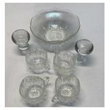 vintage crystal decanter stopperS, 4 glass punch