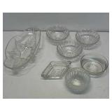 Vintage anchor hocking oblong dish, and 6 small