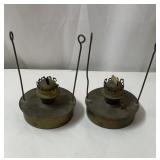 2 vintage kerosene oil lamps