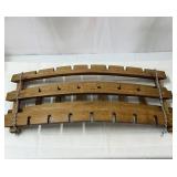 Hanging wine rack and wine glass slots.