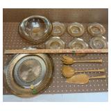 Golden Gleam Amber Glass Salad Serving 1950s