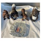 Garden Squirrels and Bonus Vintage Ash Tray