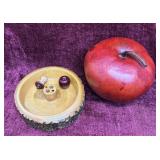 Wooden Nut Cracker Bowl and Apples