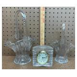 Glass Baskets and Mikasa Clock