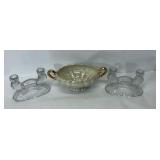 Candle Holders and Porcelain Dish