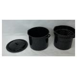 Enamelware Stock Pot Strainer and Lid