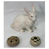 Lefton Rabbit & Soapstone Incense Holders