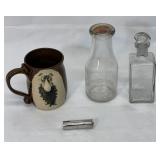 Vtg Milk Bottle Apothecary Bottle & Coin Holder